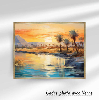 Encadrement sur toile - la coucher de soleil sur la mer