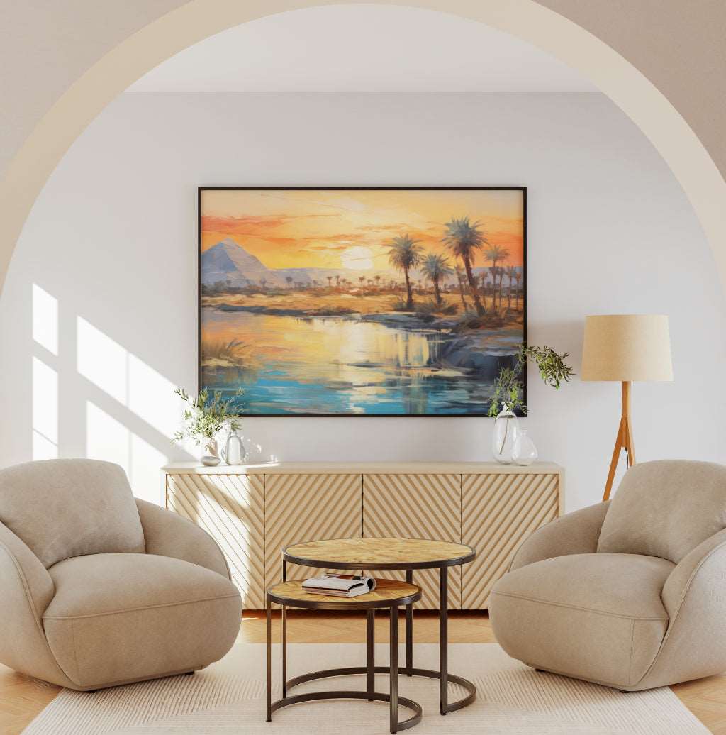 Encadrement sur toile - la coucher de soleil sur la mer