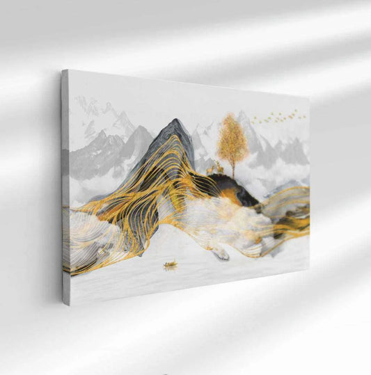 Tableau décoratif - la montagne d'or abstraite