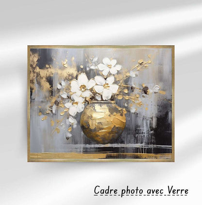 Le tableau décoratif, modernes peinture en or vase abstrait plantes fleur vase de l'élément d'or