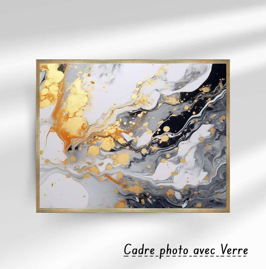 Impressions d'art abstrait, de peinture en or, de coups de pinceau, d'affiches d'art moderne.