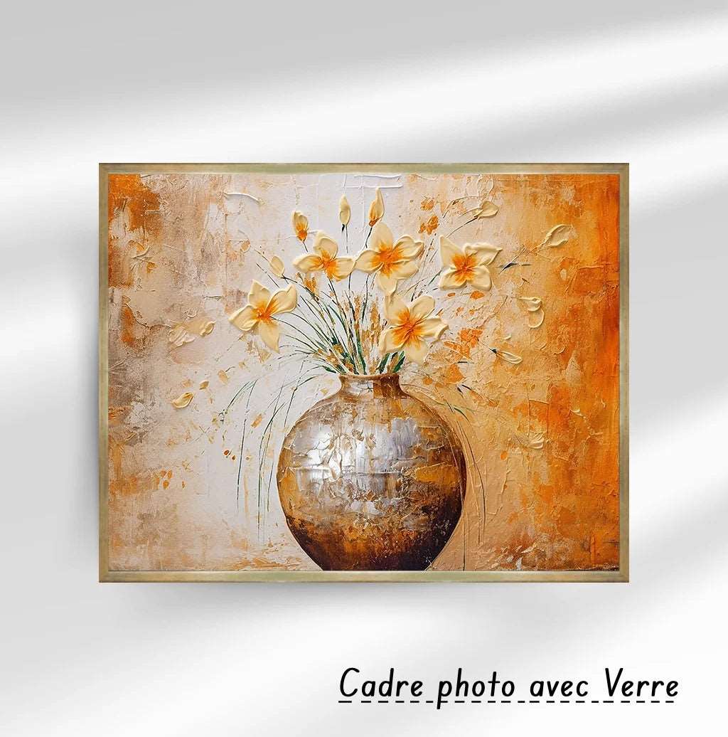 Décoration murale calssique – peinture moderne d'une plante fleurissant dans le vase.